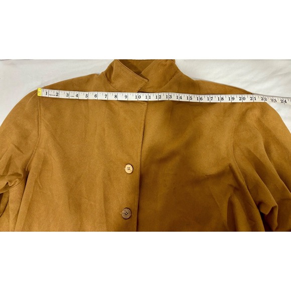 Coldwater Creek Faux Suede Button Up Shirt Jacket Camel XLG - Picture 10 of 11